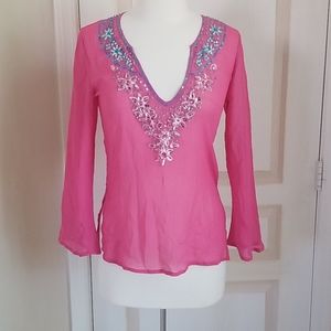 J Marco jeweled sheer pink coverup